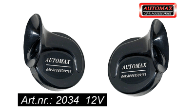 Set 2 claxoane auto Automax 12V Negre cu tonuri inalte si joase