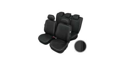 Huse scaune auto imitatie piele BMW Seria 1 set huse fata + spate, culoare negru